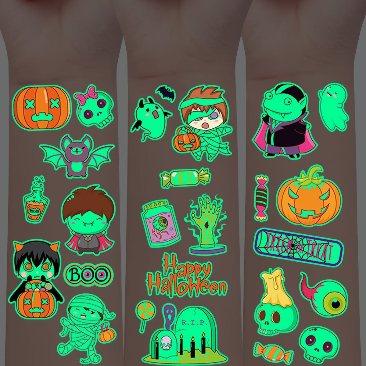 Temporary Glow in the Dark Kids Tattoos