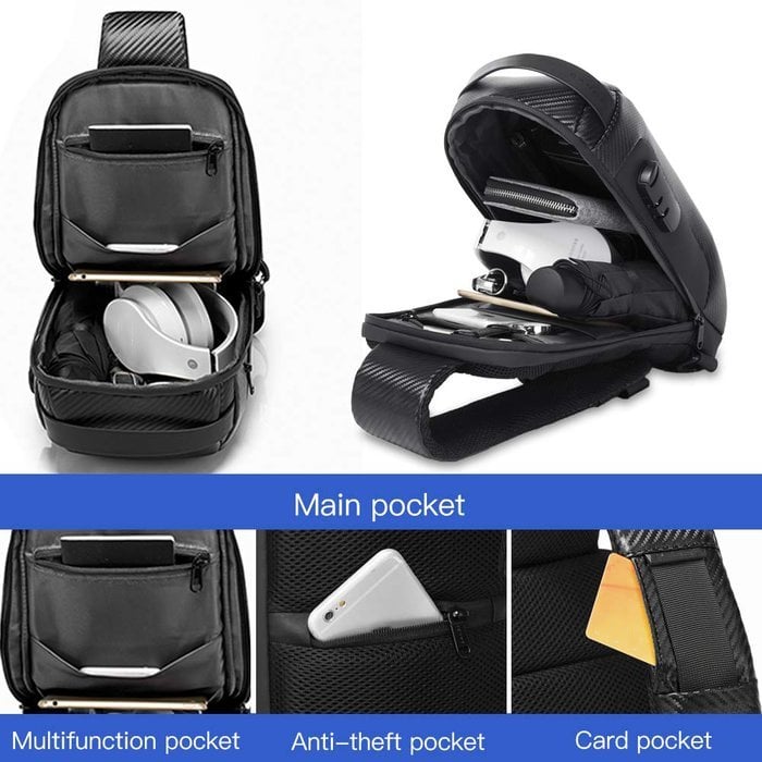 Anti-Theft Crossbody Bag | Landy Carry Without Worry | Waterproof Oxford | USB Charging Port | Unisex Travel Pack