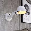 Metallic Dome Shade Wall Lighting Vintage Style 1 Light Bedroom Rotatable Wall Lamp with Ring in White/Red