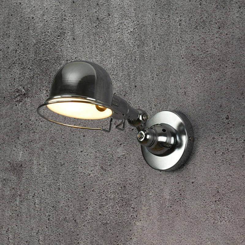 Metallic Dome Shade Wall Lighting Vintage Style 1 Light Bedroom Rotatable Wall Lamp with Ring in White/Red