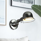 Metallic Dome Shade Wall Lighting Vintage Style 1 Light Bedroom Rotatable Wall Lamp with Ring in White/Red