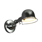Metallic Dome Shade Wall Lighting Vintage Style 1 Light Bedroom Rotatable Wall Lamp with Ring in White/Red
