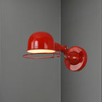 Metallic Dome Shade Wall Lighting Vintage Style 1 Light Bedroom Rotatable Wall Lamp with Ring in White/Red