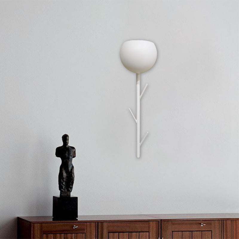 Modern Arched Surface Wall Light Iron LED Nightstand Wall Mount Light in White with Branch Design