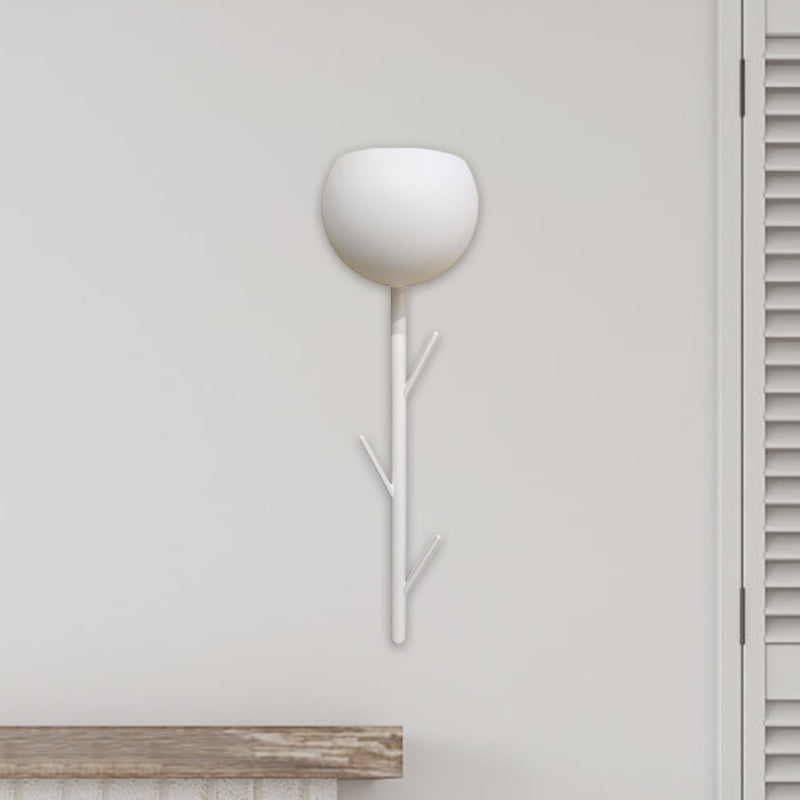 Modern Arched Surface Wall Light Iron LED Nightstand Wall Mount Light in White with Branch Design