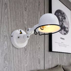 Rust/White Dome Wall Lamp Sconces Retro Style 1 Light Dining Room Adjustable Wall Lighting with Ring