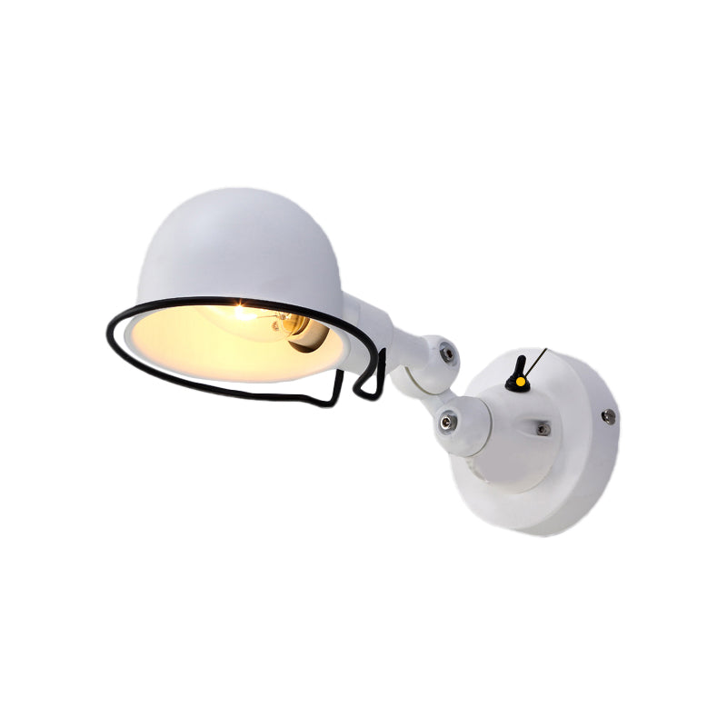 Rust/White Dome Wall Lamp Sconces Retro Style 1 Light Dining Room Adjustable Wall Lighting with Ring