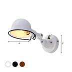 Rust/White Dome Wall Lamp Sconces Retro Style 1 Light Dining Room Adjustable Wall Lighting with Ring
