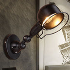 Rust/White Dome Wall Lamp Sconces Retro Style 1 Light Dining Room Adjustable Wall Lighting with Ring