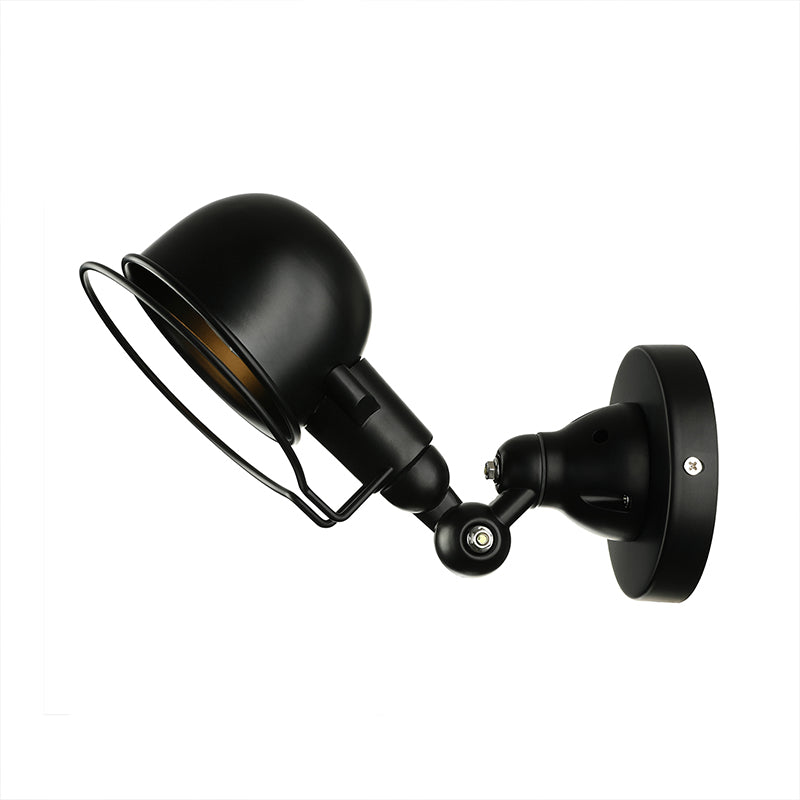 Rust/White Dome Wall Lamp Sconces Retro Style 1 Light Dining Room Adjustable Wall Lighting with Ring