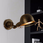 Rust/White Dome Wall Lamp Sconces Retro Style 1 Light Dining Room Adjustable Wall Lighting with Ring