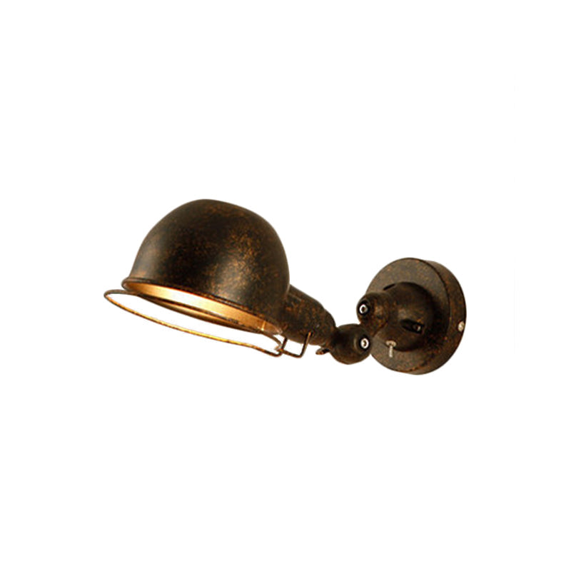 Rust/White Dome Wall Lamp Sconces Retro Style 1 Light Dining Room Adjustable Wall Lighting with Ring