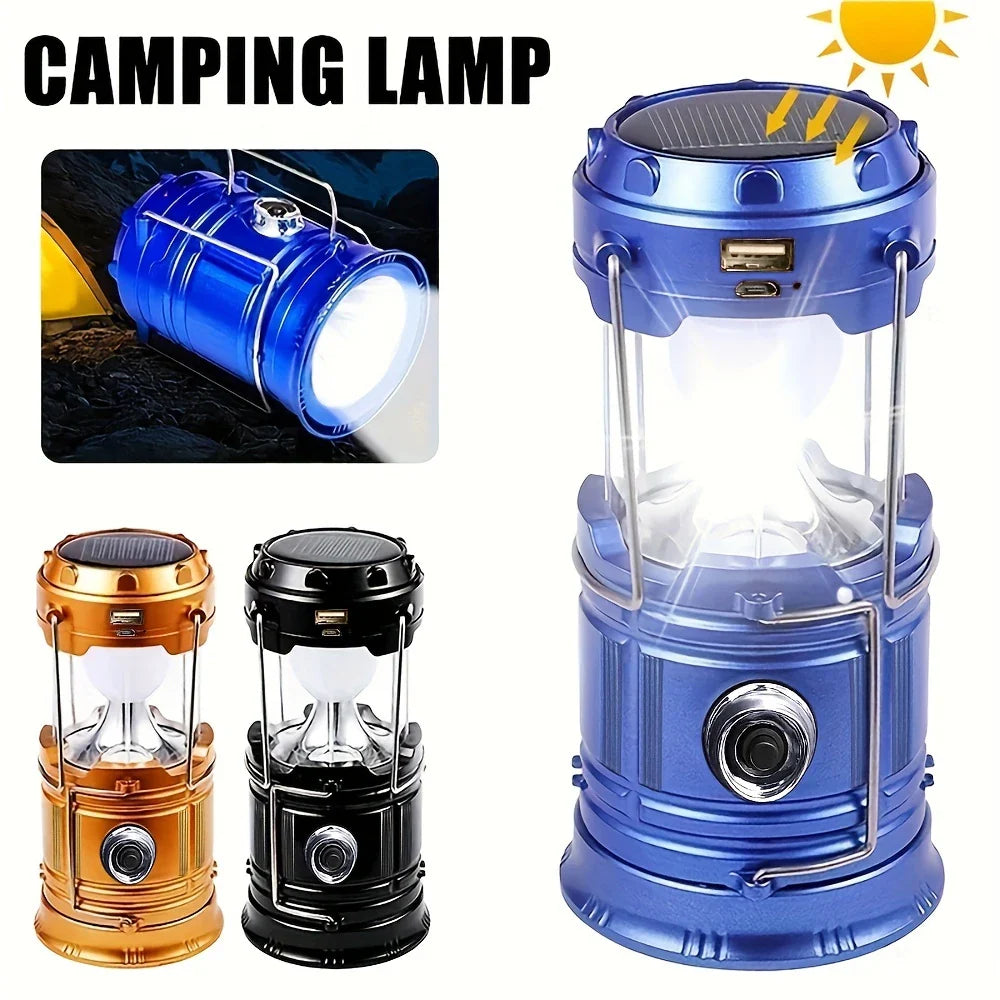 Solar Camping Lamp with USB Charging – Portable LED Lantern for Outdoor Activities and Emergencies