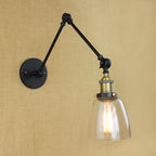 Tapered Clear Glass Wall Lamp Antique Single Bulb Dining Room Wall Lamp with Swingarm