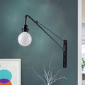 Metal Long Arm Wall Lamp with Bare Bulb Industrial Style 1 Light Study Room Sconces Lighting in Black