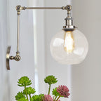 Rustic Globe Wall Lighting Fixture 1 Bulb Clear Glass Sconces Light in Antique Brass