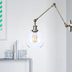 Rustic Globe Wall Lighting Fixture 1 Bulb Clear Glass Sconces Light in Antique Brass