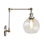 Rustic Globe Wall Lighting Fixture 1 Bulb Clear Glass Sconces Light in Antique Brass