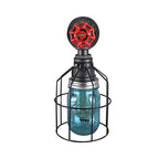 Vintage Caged Wall Lamp with Inner Pot Shade and Red Flap 1 Light Glass Wall Lighting in Blue/Transparent