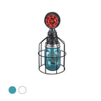 Vintage Caged Wall Lamp with Inner Pot Shade and Red Flap 1 Light Glass Wall Lighting in Blue/Transparent