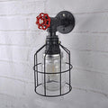 Vintage Caged Wall Lamp with Inner Pot Shade and Red Flap 1 Light Glass Wall Lighting in Blue/Transparent