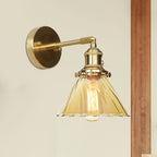 Industrial Vintage Cone Wall Lamp Amber Ruffle Glass Adjustable 1 Light Wall Sconce