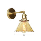 Industrial Vintage Cone Wall Lamp Amber Ruffle Glass Adjustable 1 Light Wall Sconce