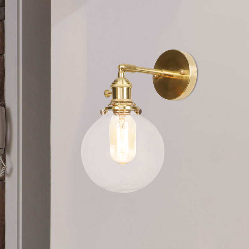 Spherical Wall Lamp 1 Light Clear Glass Shade Industrial Wall Lamp Light for Porch