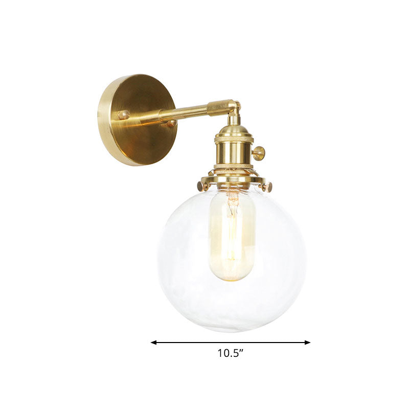 Spherical Wall Lamp 1 Light Clear Glass Shade Industrial Wall Lamp Light for Porch