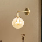 Retro Style Ball Wall Lamp Lighting Amber Glass 1 Light Wall Light Fixture Outdoor