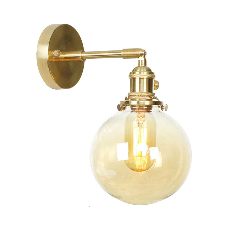 Retro Style Ball Wall Lamp Lighting Amber Glass 1 Light Wall Light Fixture Outdoor