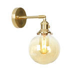 Retro Style Ball Wall Lamp Lighting Amber Glass 1 Light Wall Light Fixture Outdoor