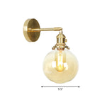 Retro Style Ball Wall Lamp Lighting Amber Glass 1 Light Wall Light Fixture Outdoor