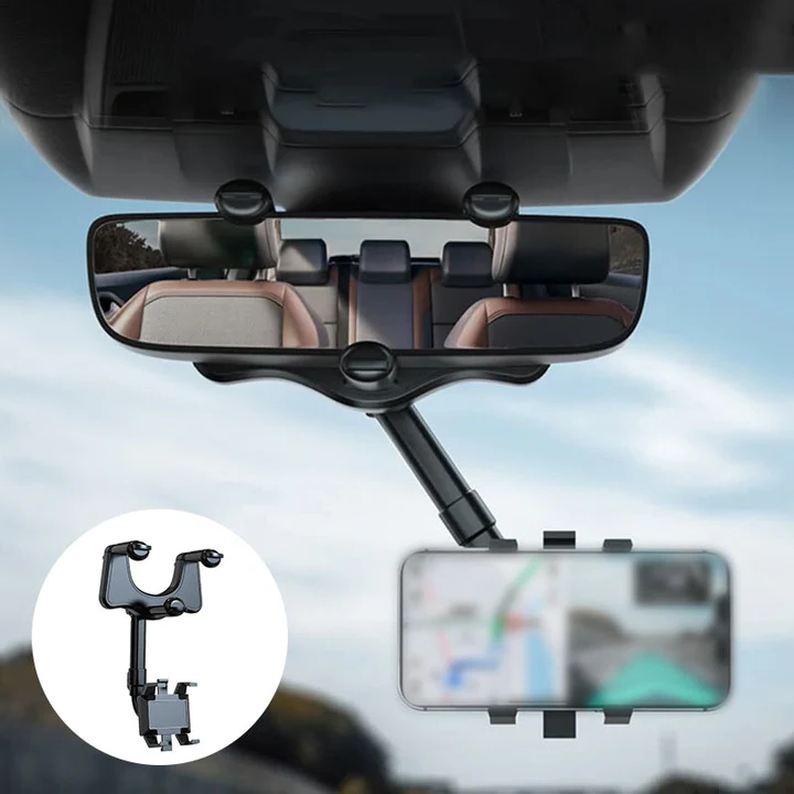 360° Rotating Multifunctional Car Mirror Phone Holder
