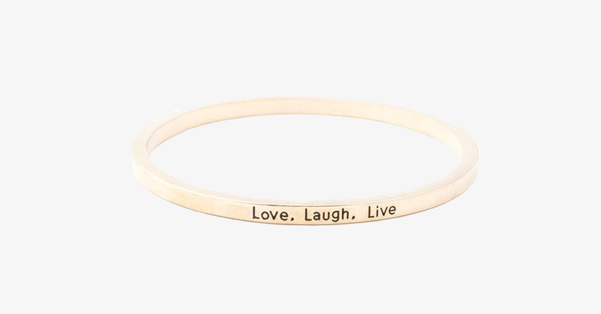 Love Laugh Live Engraved Cuff Bracelet