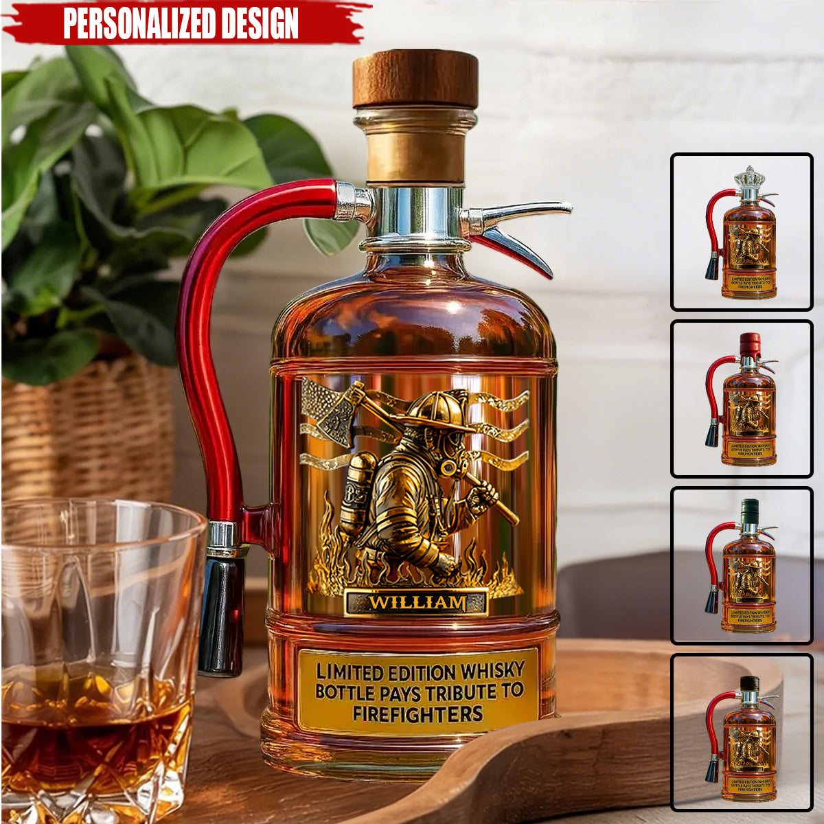 1Personalized Firefighter Tribute Whiskey Bottle