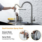 Kitchen faucet with pull-out and sensor
