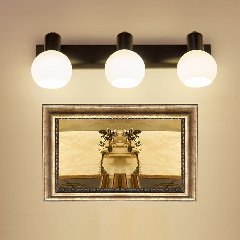 Multi Globe Opal Glass Wall Lamp Modern 3-Light Bathroom Sconces Light in Black/White