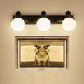 Multi Globe Opal Glass Wall Lamp Modern 3-Light Bathroom Sconces Light in Black/White
