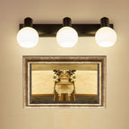 Multi Globe Opal Glass Wall Lamp Modern 3-Light Bathroom Sconces Light in Black/White