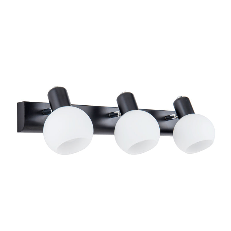 Multi Globe Opal Glass Wall Lamp Modern 3-Light Bathroom Sconces Light in Black/White