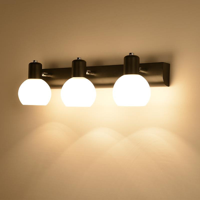 Multi Globe Opal Glass Wall Lamp Modern 3-Light Bathroom Sconces Light in Black/White