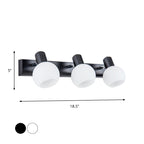 Multi Globe Opal Glass Wall Lamp Modern 3-Light Bathroom Sconces Light in Black/White