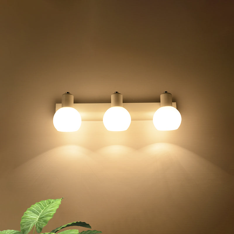 Multi Globe Opal Glass Wall Lamp Modern 3-Light Bathroom Sconces Light in Black/White