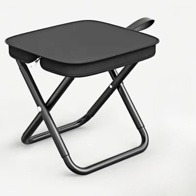 Portable Folding Camping Stool with Adjustable Zippers and Metal Frame