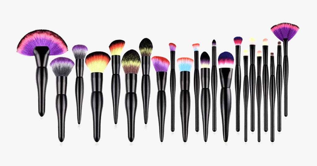 Midnight Rainbow Makeup Brush Set of 22 - Add a splash of color to your vanity