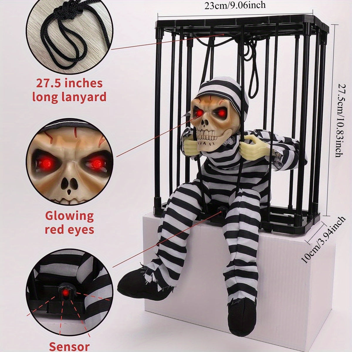 TerrorBone Animated Screaming Skeleton – Hanging Halloween Prop with Motion Sensor