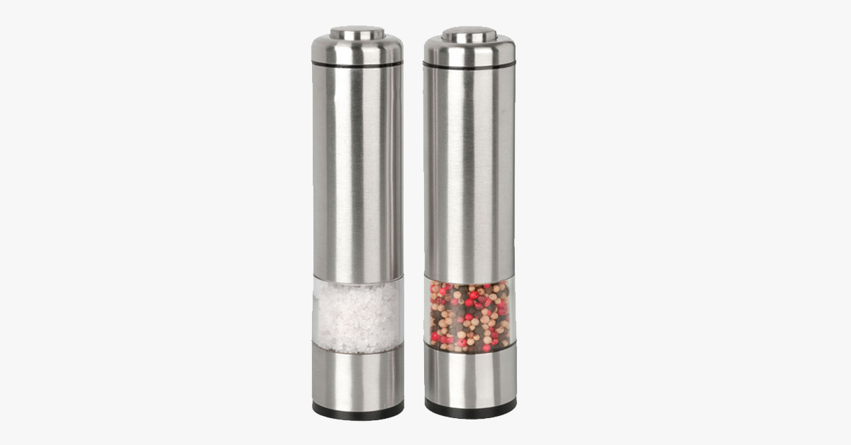 Salt & Pepper Electric Grinder made of brushed stainless steel