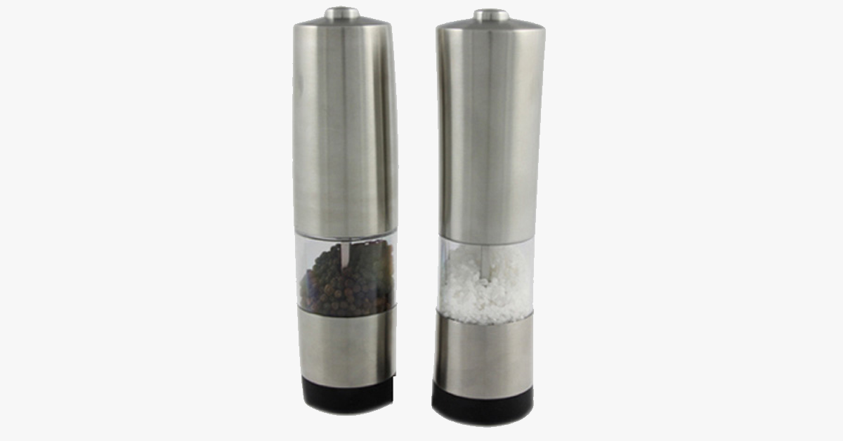 Salt & Pepper Electric Grinder made of brushed stainless steel