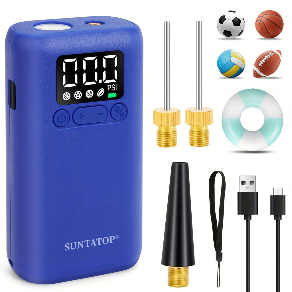 Automatic Electric Ball Pump with 20 PSI Capacity, LED Light for Soccer Balls and Basketballs – Compact and Portable Pump
